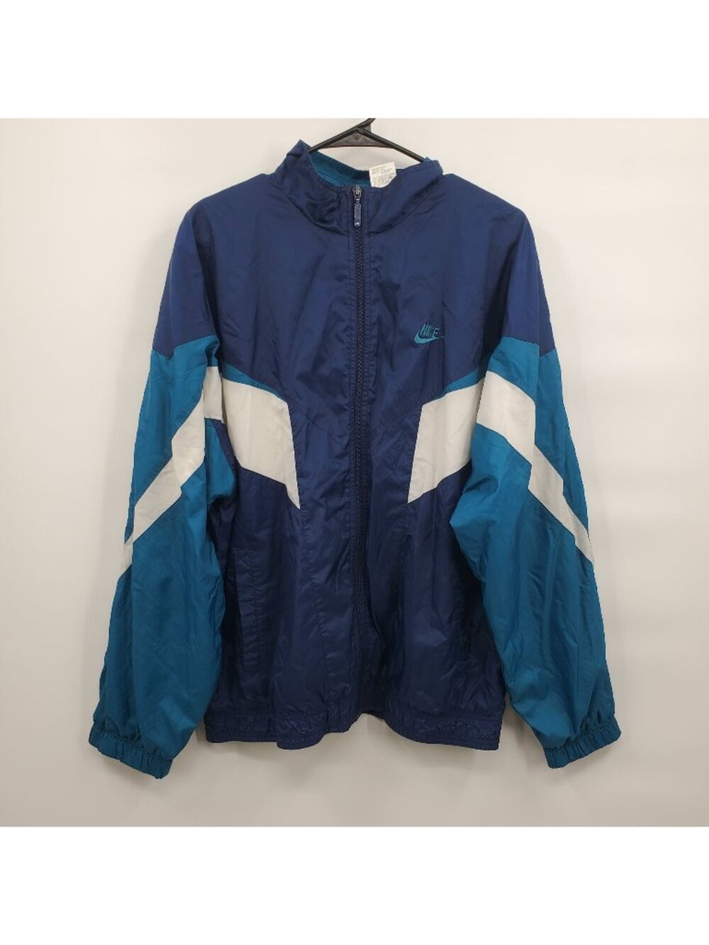 Nike Blue VINTAGE Windbreaker Track Jacket Men Size Large Streetwear Y2K